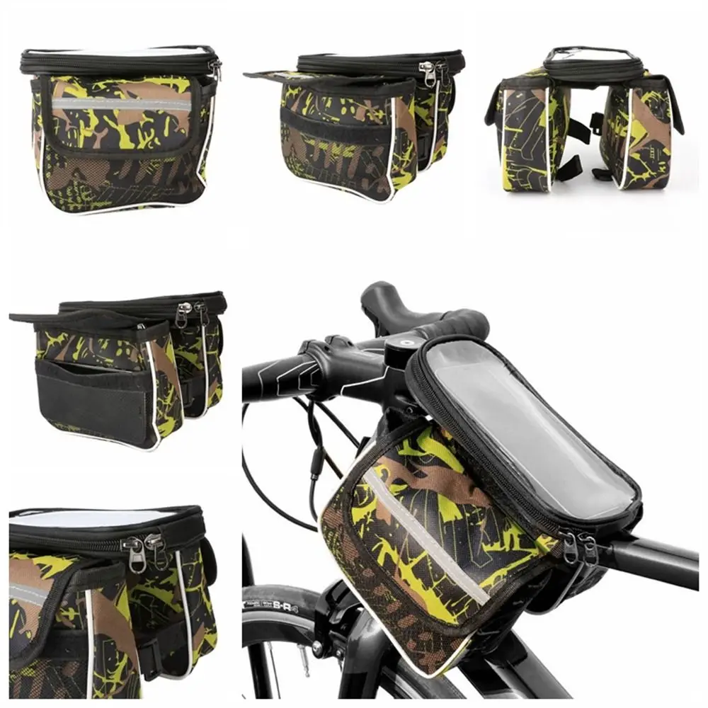 

Touch Screen Bike Saddle Bag Riding Pouch Waterproof Cycling Storage Bag Front Tube Frame Holder Bicycle Frame Bag Bike Pannier