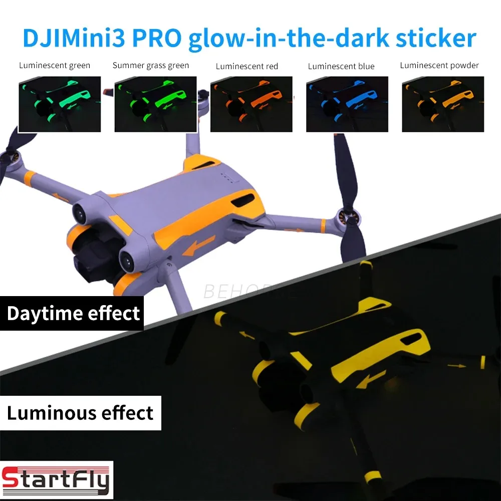 For DJI Mini 3 Pro Drone Luminous Stickers Decoration Decals Skin Anti-Scratch Protective Film Night Safety Flight Accessories ﻿