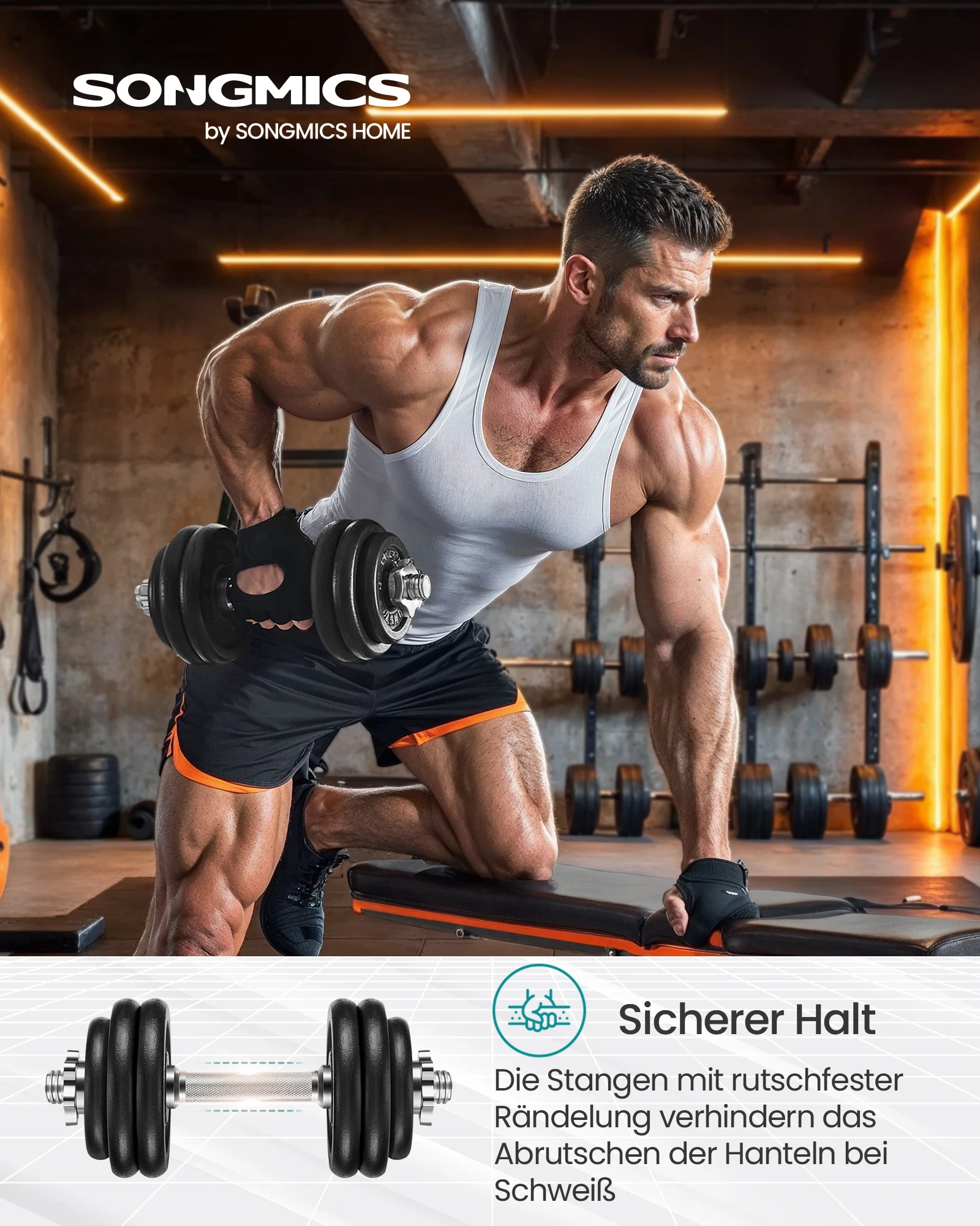 SONGMICS Hantel-Set Kurzhanteln, 2er Set, verstellbar Gewichte 20/30 kg