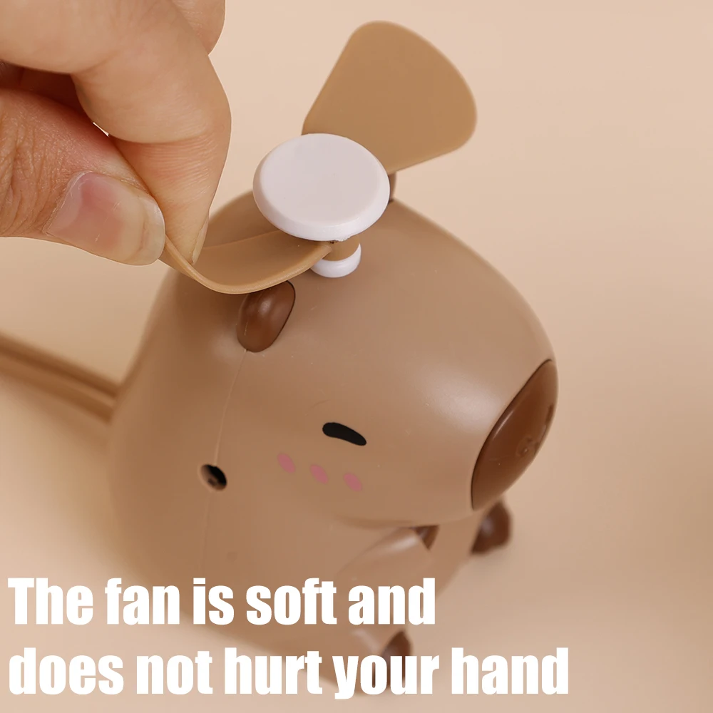 Type C Capybara Fan Mini Cartoon Bladed/Bladeless Neck Hanging Fans Portable Summer Silent Cooling Power Bank with Lanyard