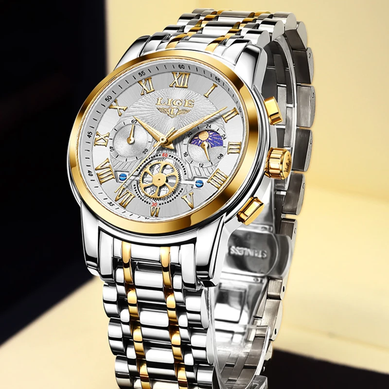New LIGE Luxury Business Man Wristwatch Waterproof Luminous Men Watch For Men Quartz Clock Stainless Steel  Men\'s Watches reloj