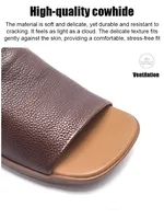 Sandales en cuir de vache faites à la main en cuir véritable bout rond tissé à la main sandales romaines légères creuses sandales décontractées à bouche de poisson 3