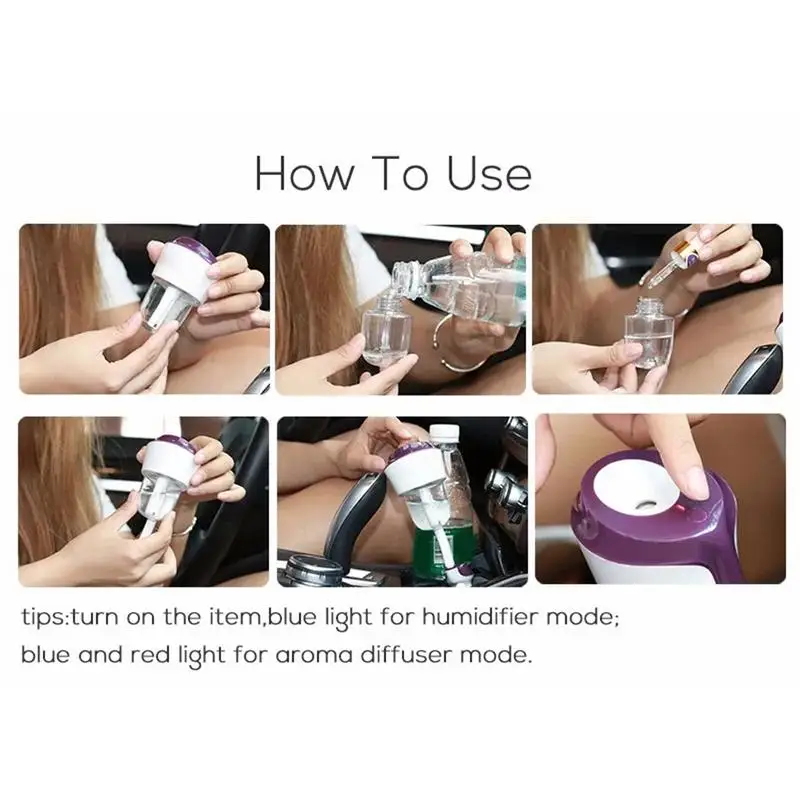Car Humidifier Diffuser Cool Mist Humidifiers Vehicle Fragrance Oil USB Scent Mist Purifier Aromatherapy For Workplace