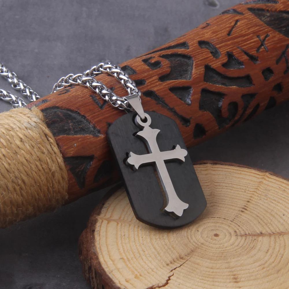 ✝️ Stainless Steel Cross Dog Tag Pendant – Faith Amulet Necklace for Men & Women 3
