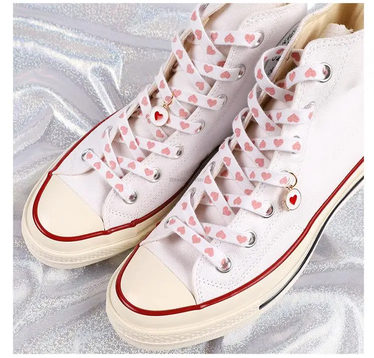 Mode Liebe Herz Schnürsenkel High-Top Canvas Sneakers Schnürsenkel flache Schnürsenkel Schuhs chnüre 120/140/160/180/cm Schuhe Zubehör – Detail 3