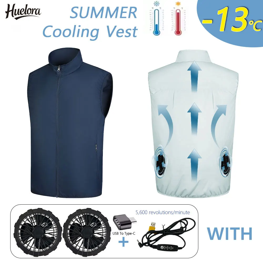 Veste rafraîchissante homme sans manches, climatisation USB pour pêche et travail en haute température