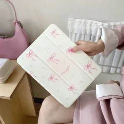 Chic Pink Bow iPad Case with Pencil Slot and Stand Feature - iPad Air4th 10.9 (Pink)