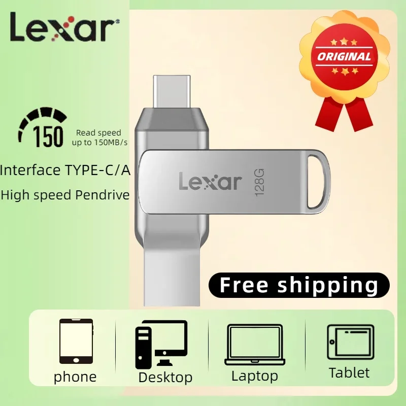 Clé USB Lexar D40T 256GB - Double Interface USB-C/Type-A - Métallique - NEUVE