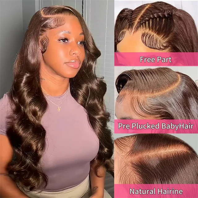 Chocolate Brown Lace Front Wig Transparent HD 13x6 Lace Frontal Wig 100% Colored Body Wave Human Hair Wigs 4x4 5x5 Preplucked 2