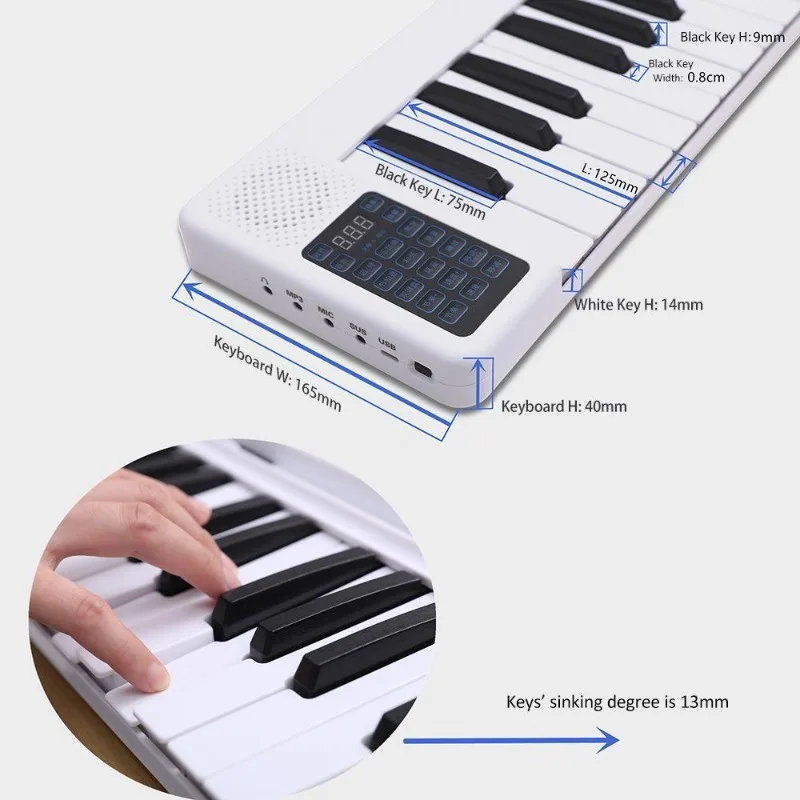 Portable Electronic Piano 88-key Digital Pianos Adult Musical Keyboard Beginners Midi Professional Kids Folding Electronic Organ