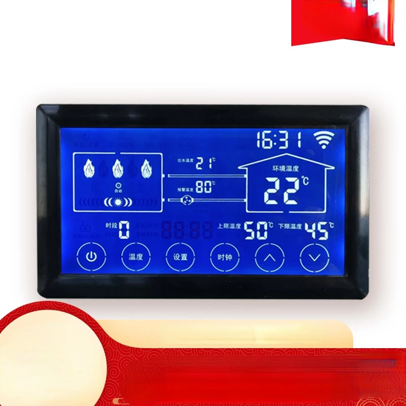 

Hot Water Electric Boiler Controller Electric Heating Stove Thermostat Wall-hung Boiler 7-inch Segment LCD 2G4G Remote Control