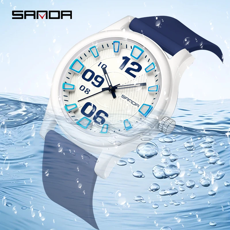 SANDA 3252 Elegant Fashionable Student Quartz Watch Popular Style Waterproof 50M Sports Watch Silicone Strap Dial Clear And Simp 3