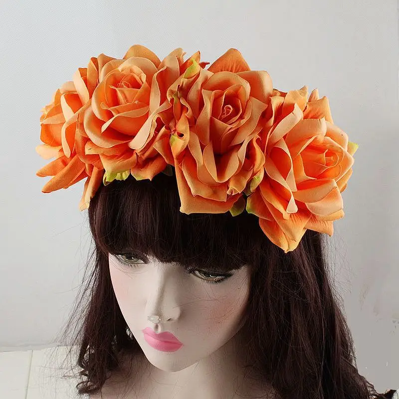 Halloween Rote Rose Haar Band hairhoop Cosplay Kostüm Party Flanell Blumen Krone Stirnband Festival Haar Girlande Hochzeit Headpie – Detail 30