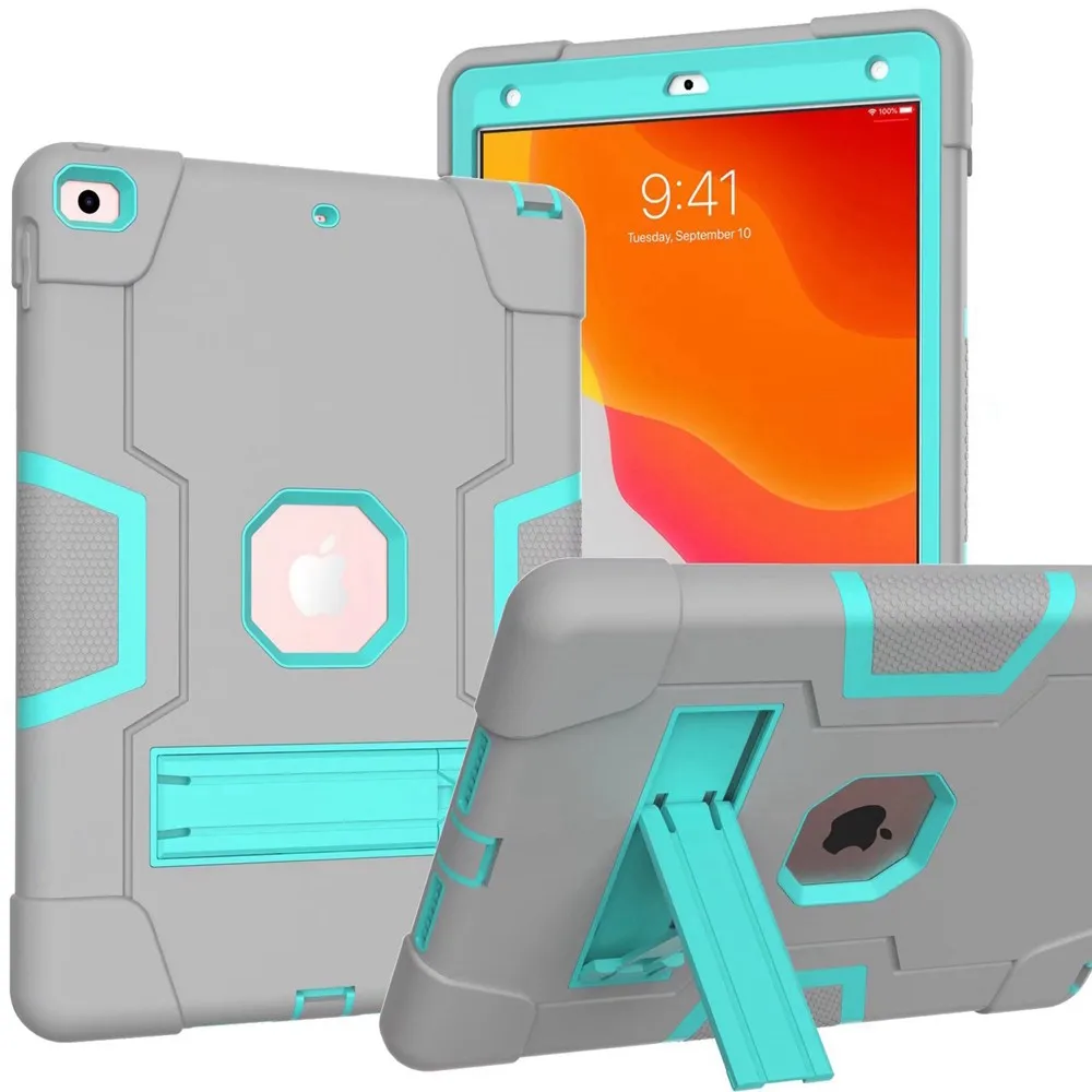 

For Apple iPad 10.2 7th 8th 9th Gen 2019 2020 2021 A2197 A2602 Case Shockproof Kids Safe PC Silicon Hybrid Stand Tablet Cover