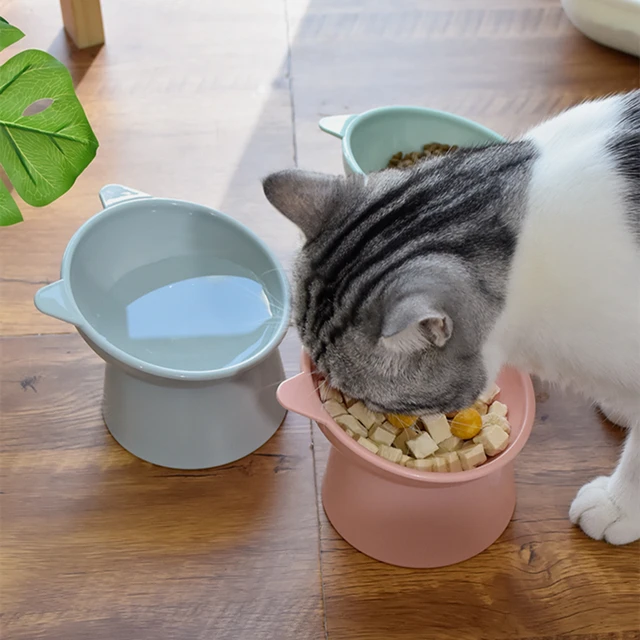 New Pet Cat Dog Bowl High Foot Dog Bowl 45° Neck Protector Cat Pet Food Water Bowl Anti-Overturning Binaural Pet Feeding Bowl 3