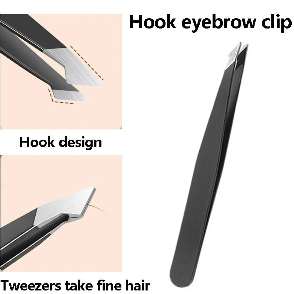 4Pcs/Set Premium Stainless Steel Eyebrow Tweezers Set Slanted Tip Flat Top Ingrown Hair Removal Pointed Professional
