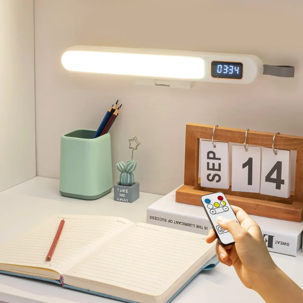 

Desk Lamp USB LED Clock Table Lamp Rechargeable Portable Computer Monitor Light Reading Study Office Desk Lights