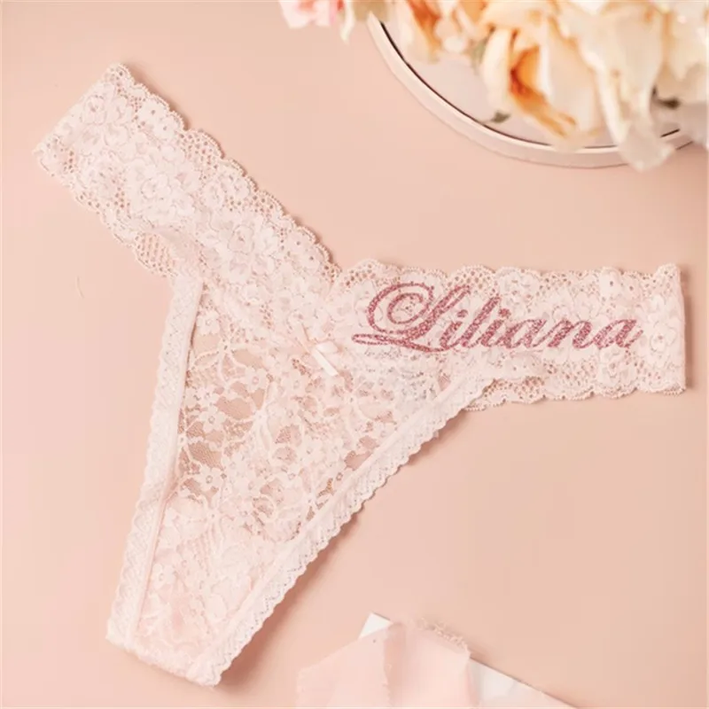 Personalized Bridal Lace Thong Bride panty Wedding gift Honeymoon