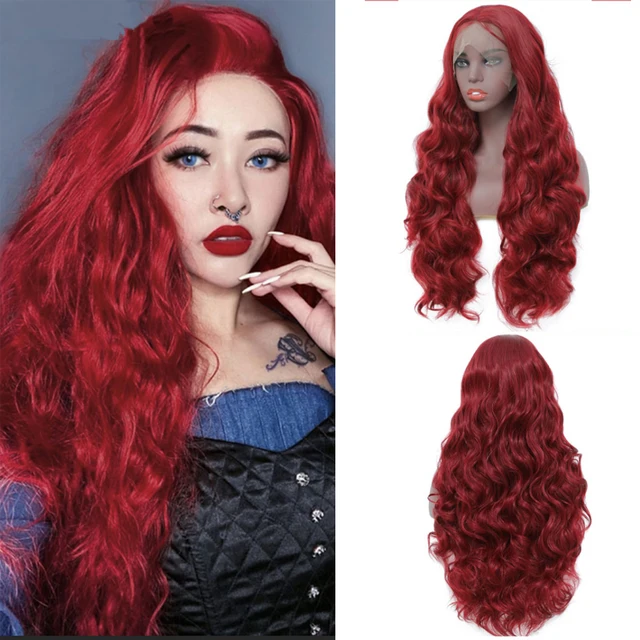 Long Body Wave Lace Front Wigs For Black Women 26 Inches  Synthetic Natural Color Middle Part Lace Hair Wigs Heat Resistant #4