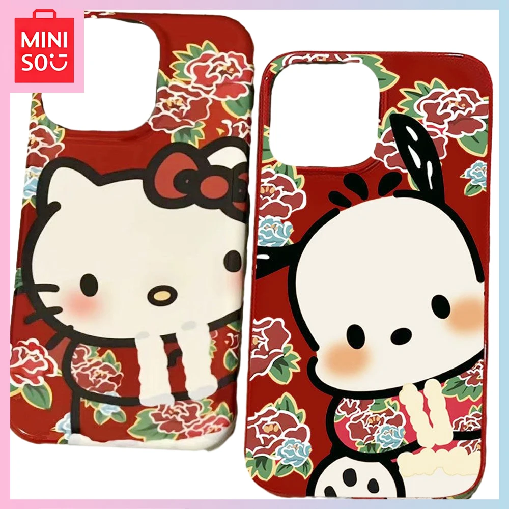 

Miniso Sanrio Hello Kitty Pochacco Cartoon Flower Jacket Iphone15/14 Couple 13Promax Tide 12/11 Phone Case Girls Birthday Gift