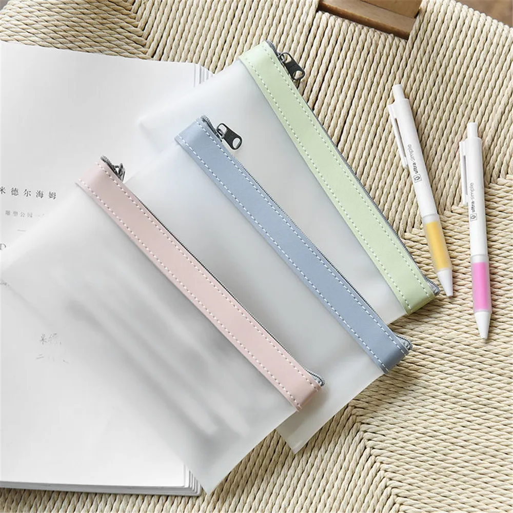 

Transparent Frosted Cosmetic Bag Women Makeup Bag Travel Bathing Wash Pouch Toiletries Organizer Student Stationery Storage Bags