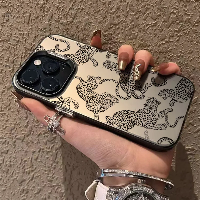 Chic Black and Pink Leopard Print Shockproof Phone Case