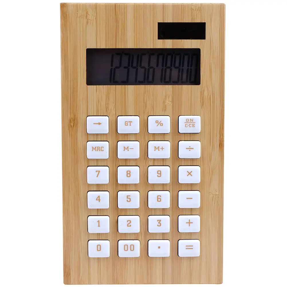 1Pcs 천연 나무로 만든 태양열 계산기 지속 가능한 소재 경량 휴대용 전문 사무용 계산 보조 도구