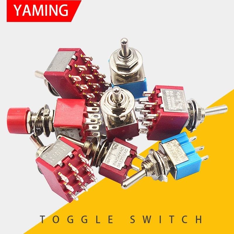 Interruttore A Levetta Twist Agitare Il Braccio A Bilanciere 103 202 On-Off 3 Posizioni Reset 2P/3P Rosso/Blu 3/6 Pin Test Fai Da Te