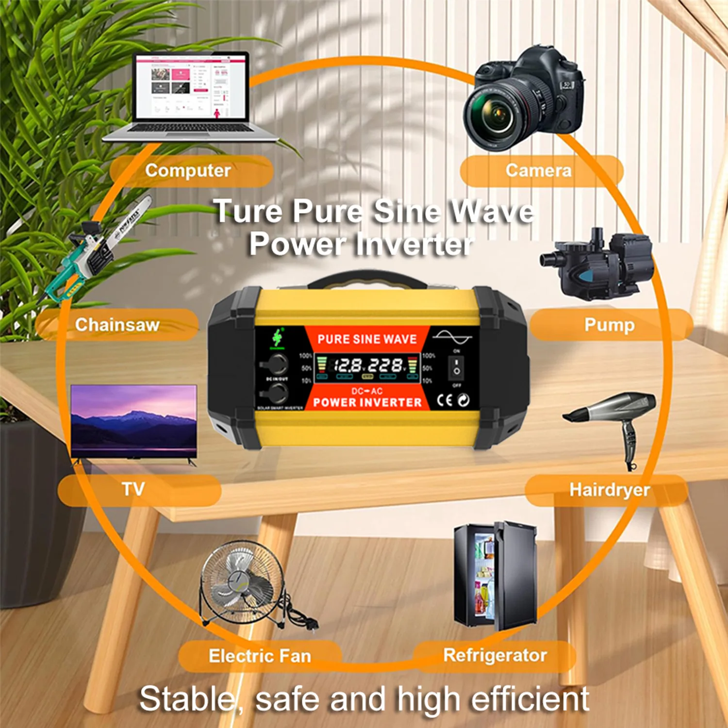 5000W Pure Sine Power Inverter - 12V to 220V Heavy-Duty Converter for Cars, RVs