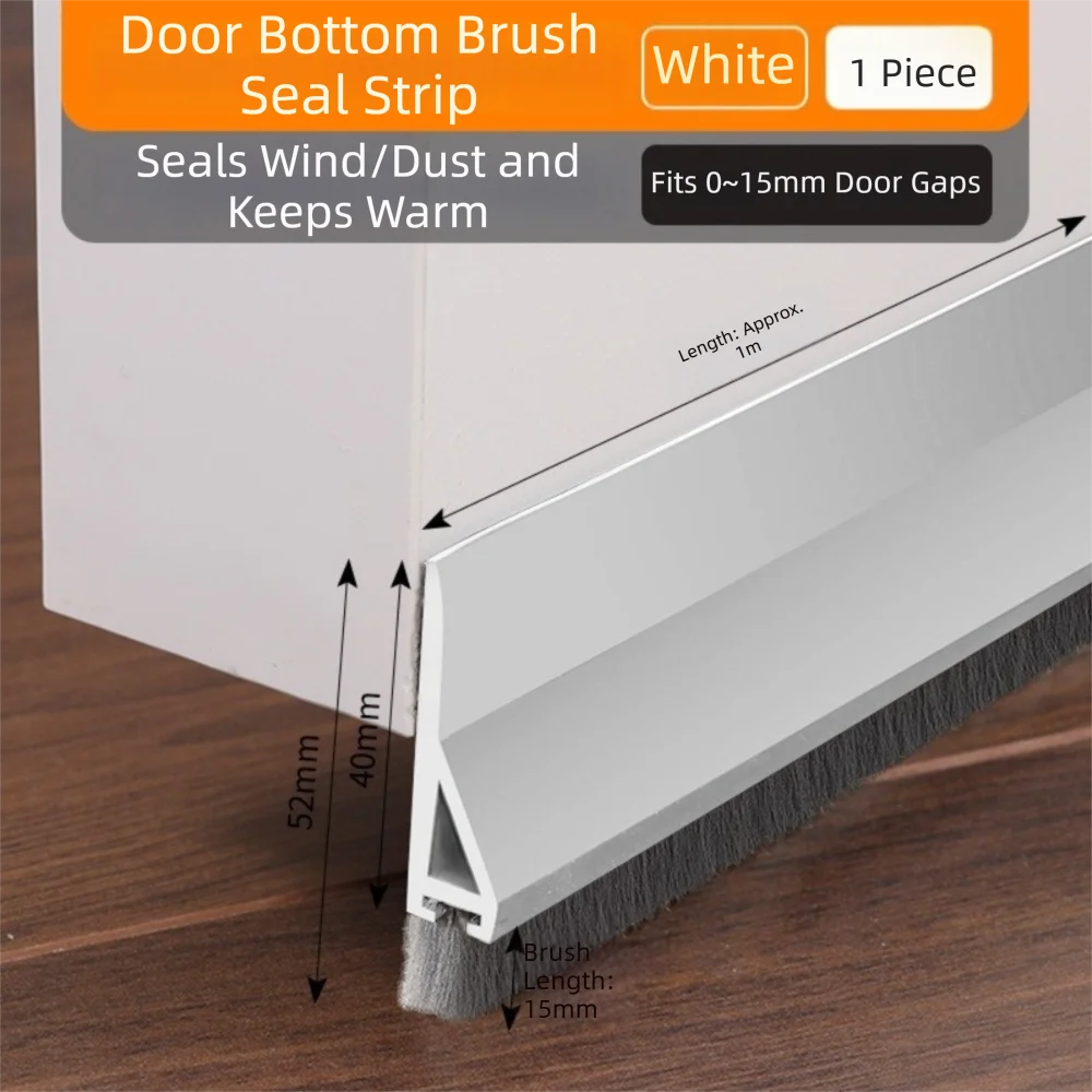 Premium Soundproof PVC Door Draft Stopper with Self-Adhesive Brush Design - 100cm Weatherproof Sealing Strip