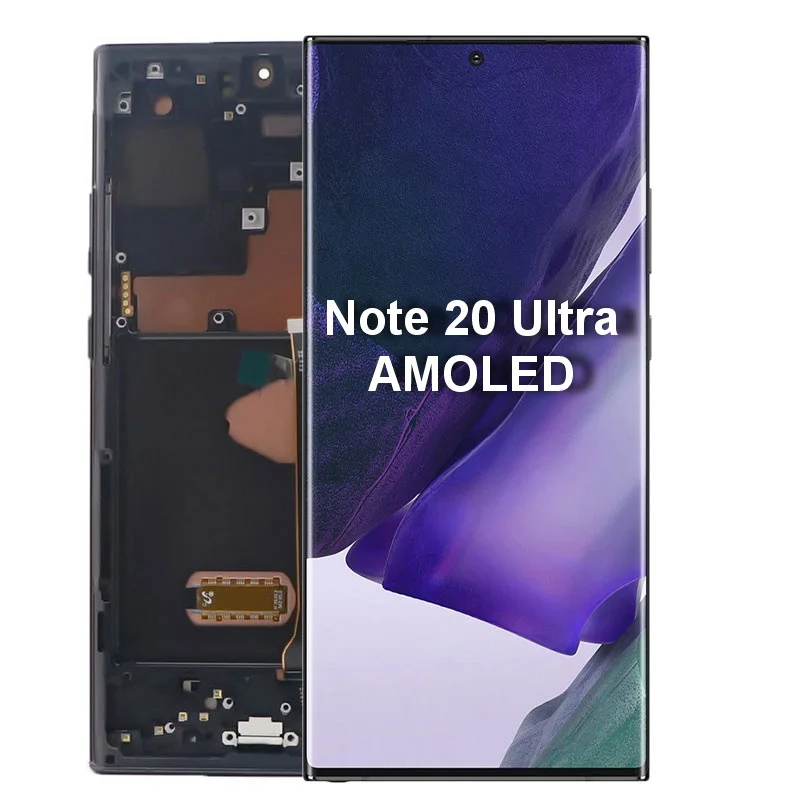   프레임이 있는 LCD 터치 스크린 디지타이저 어셈블리, 삼성 갤럭시 노트 20 울트라 5G N985F N986B N985 AMOLED LCD 디스플레이, 6.9 인치 