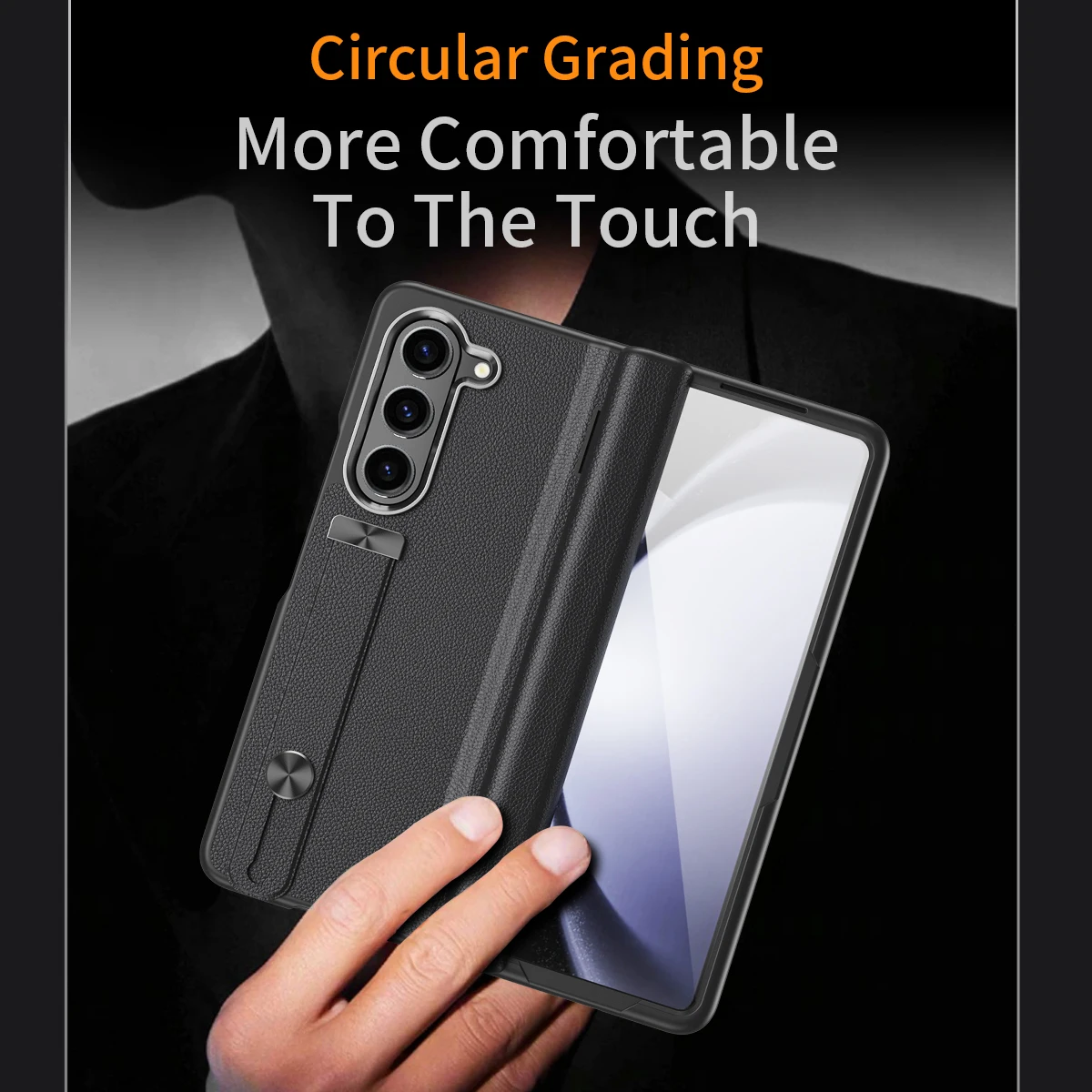 Luxury Leather Ring Holder Phone Case For Samsung Galaxy Z Fold 4 3 5 Metal Lens With screen glass Protection Fold Phone Cover