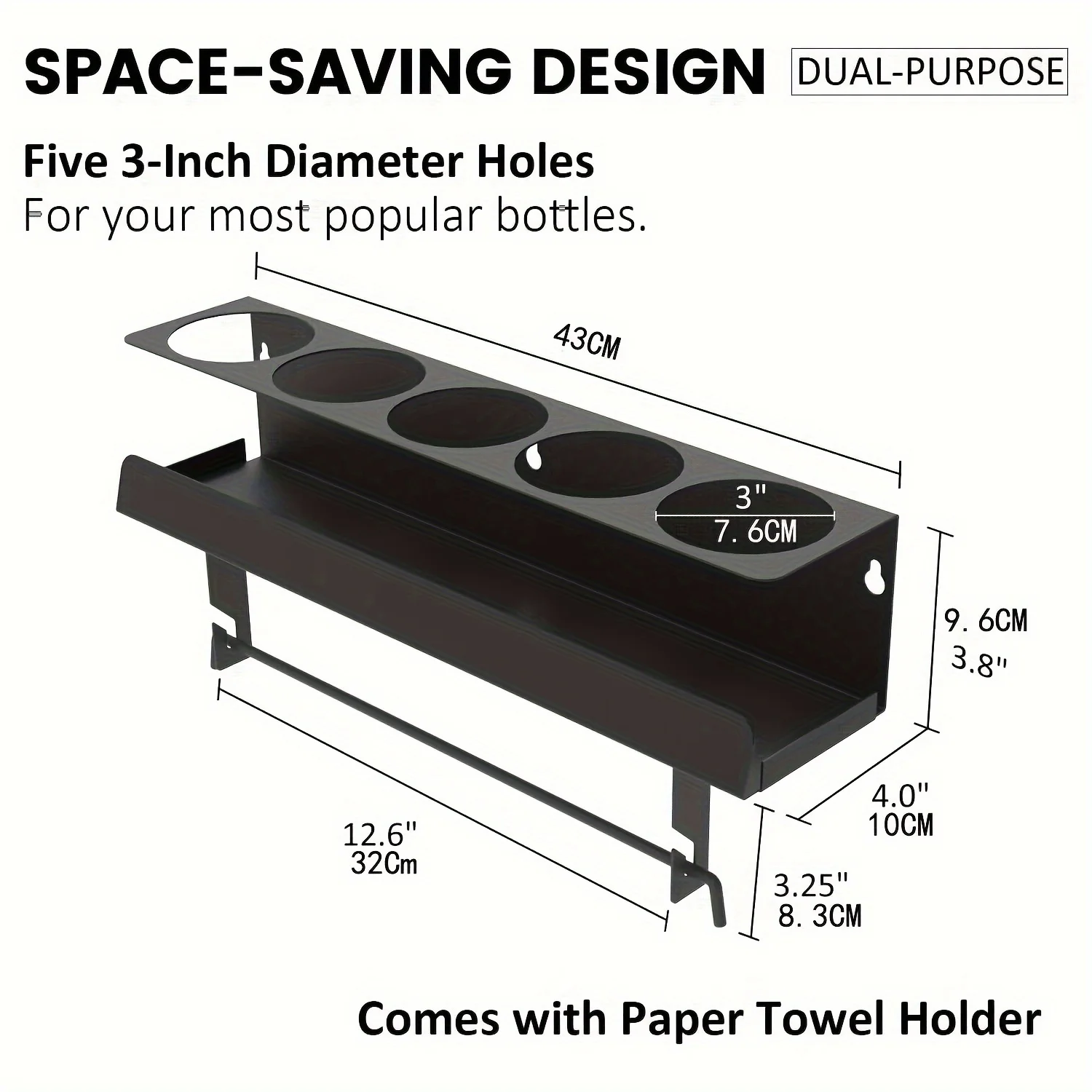 5Aerosol Spray Can/Paper Towel Holder,Paint Bottle Storage Rack,Steel Wall Mount Shelf,Tool Organizer for Garage,Craft Workspace 3