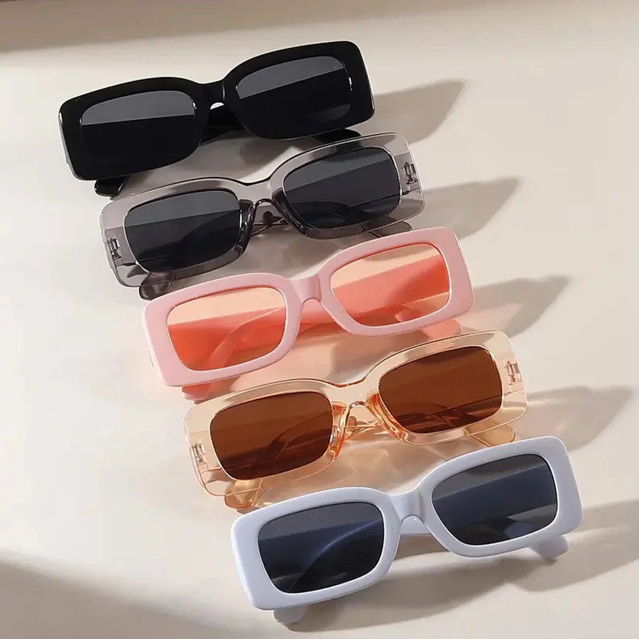 5PCS Vintage Quadratische Mode Frauen Sonnenbrille Klassische Tägliche Urlaub Strand Reise Dekorative Gläser für Männer