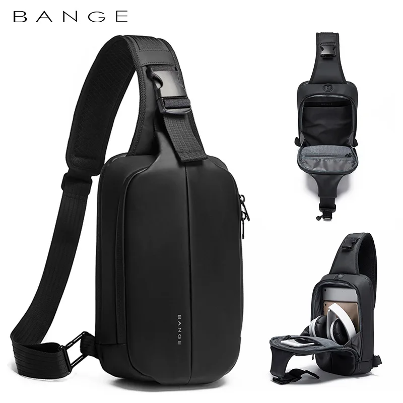 

BANGE Shoulder Bags Male USB Charging Crossbody Bags Men Anti Theft Chest Bag School Summer Short Trip Messengers Bag