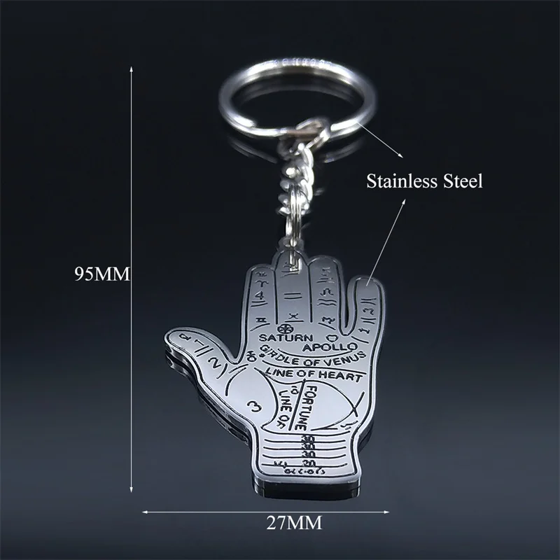 Edelstahl Hexerei Wahrsagerei Hand Schlüsselanhänger Esoterische Handlesen Schlüsselanhänger Schmuck acero inoxidable joyeria mujer K3712S02 – Detail 3