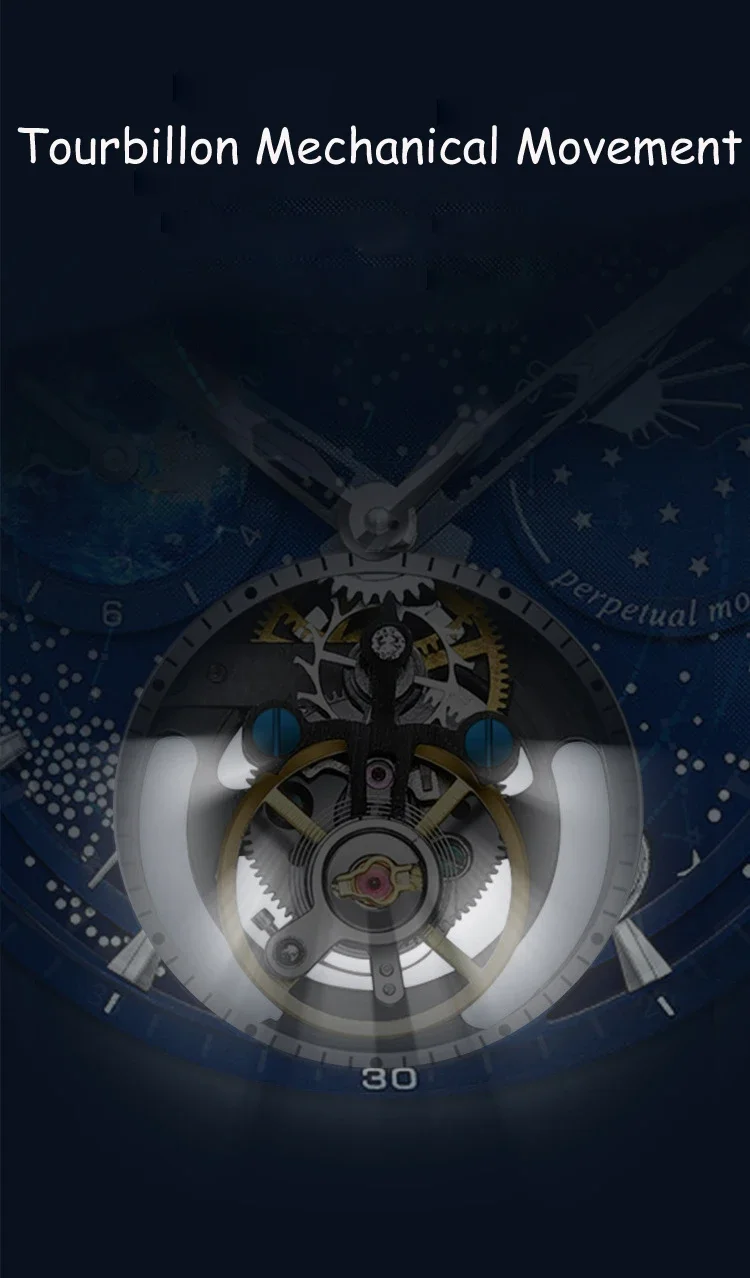 AILANG 2025, neue Original-Herrenuhr mit Sternenhimmel-Design, luxuriöse automatische mechanische wasserdichte Mondphasen-Armbanduhr – Detail 4