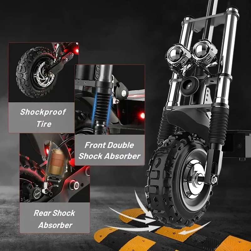 48V-72V 1200W-6000W 11 Inch Off-road Electric Scooter Max Speed 55-85KM/H 100Km Hydraulic Suspension Folding Kick Escooter electric scooter