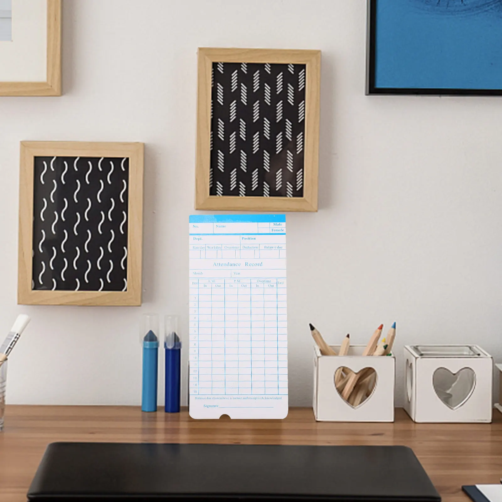 100매 출석 카드 종이 직원용 양면 시간 카드 사무용품 휴대용 쓰기 쉬운 시트