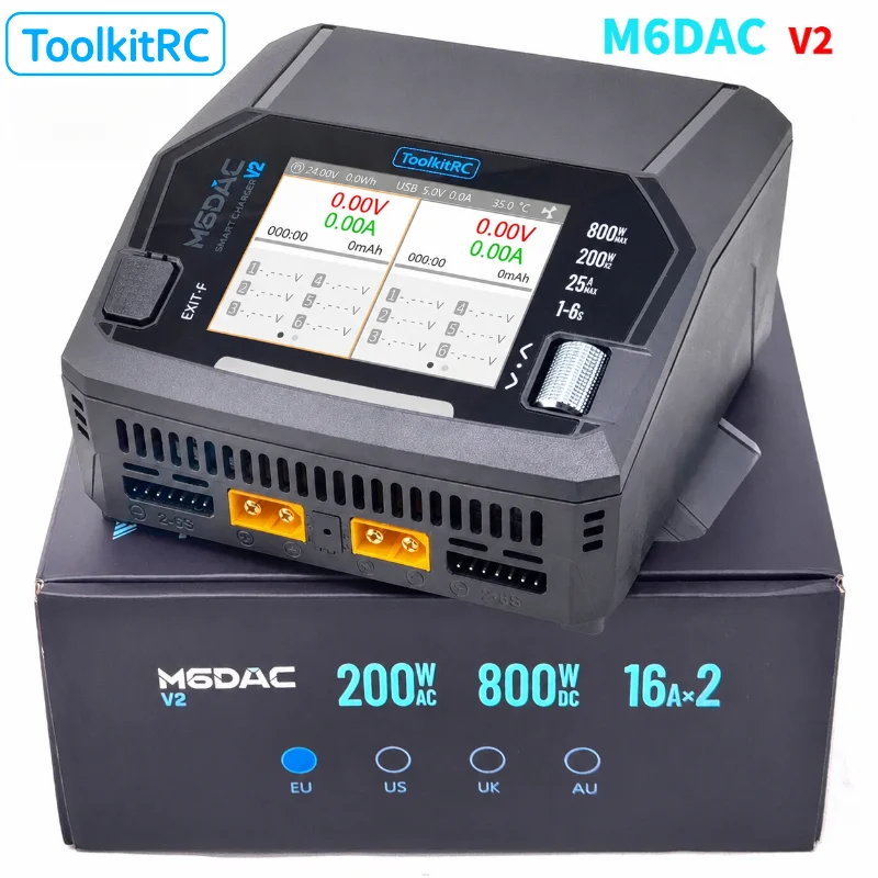 ToolkitRC M6DAC V2 Интеллектуальное быстрое зарядное устройство LiPo LiHV 1-6S Зарядное устройство для моделей радиоуправляемых автомобилей FPV Drone