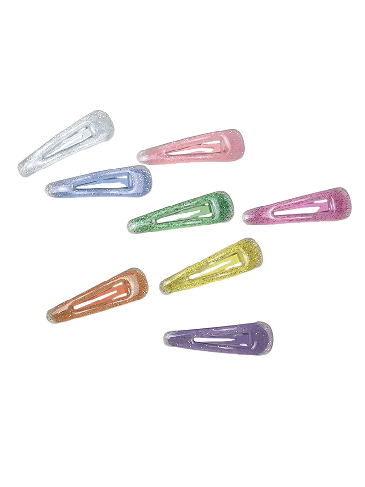 4Pcs Trendy Gelee Haar Clips Für Glänzende Einfarbig Teardrop BB Clip Haar Pin Nette Haar Zubehör Mädchen headwear – Detail 6