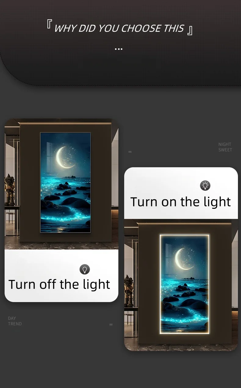 Ocean Waves Wall Lamp Entrance Decoration Light Painting Moon Corridor Hanging Painting Light Sea Home Living Room Mural Light