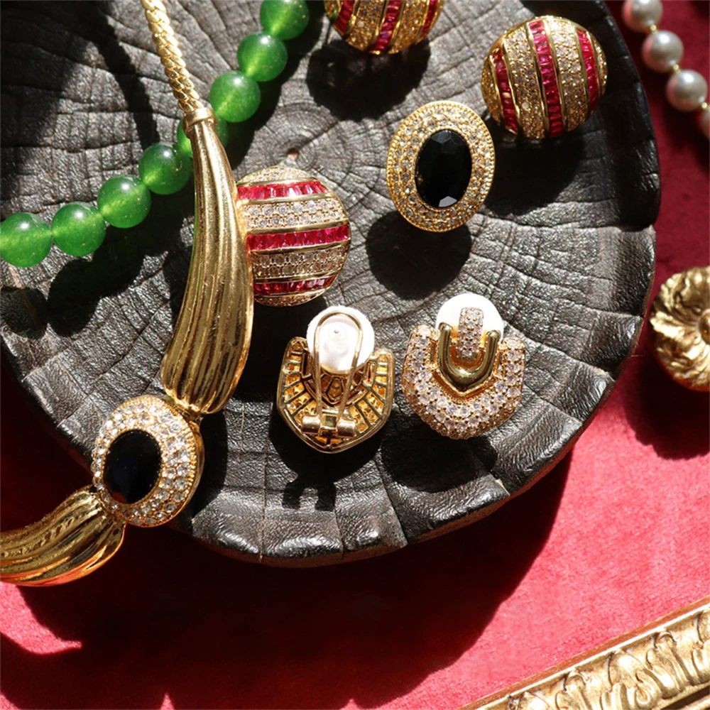 Vintage  Temperament Rhinestone necklaces Earrings for women's Girl party gift  Jewelry wholesale