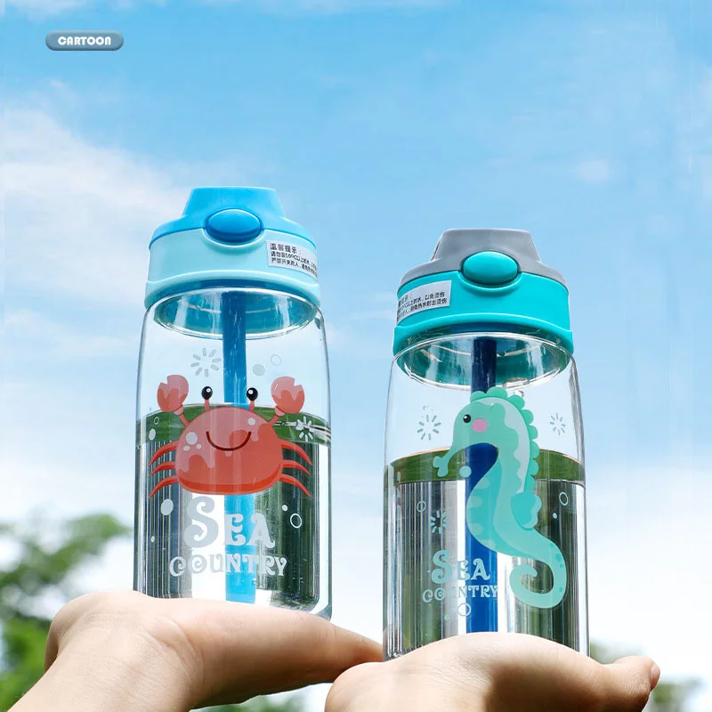 Drinking Cup Water Cup Water Bottle 480ML Leakproof Children's Straw Cup Cartoon Plastic Kids Water Sippy Cup Outdoor Portable Baby Water Bottle School Kids Kettle