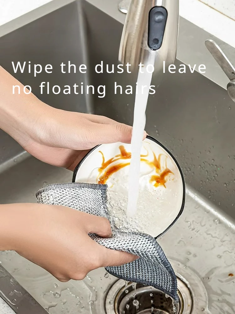 

Double dry and wet dual-use scratch-resistant flexible wire dishwashing cloth suitable for metal, kitchentableware easy to wash