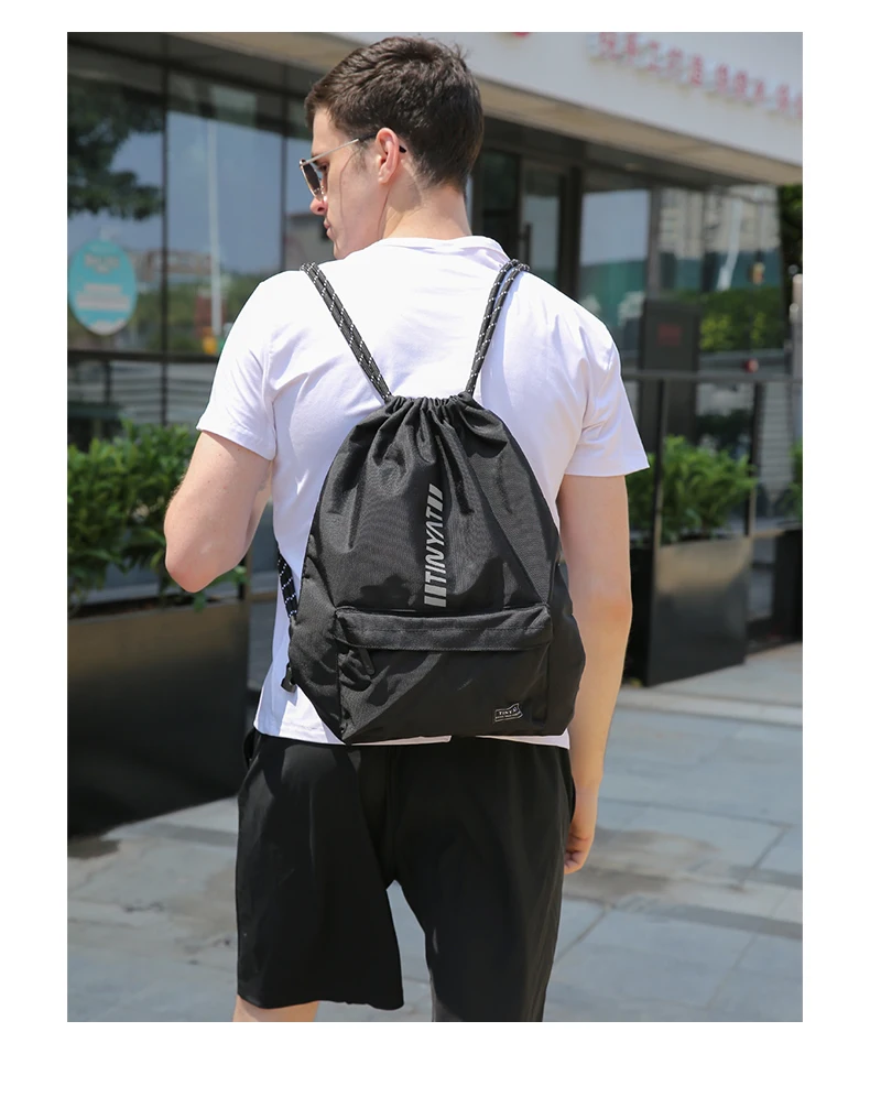 TINYAT Herren-Rucksack mit Kordelzug und verstellbaren Schultergurten, Sporttasche, leichte Polyester-Reisetasche für den täglichen Gebrauch – Detail 2