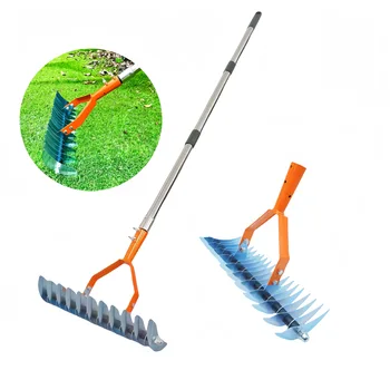 Thatch Rake for Lawn Care Detachable Dethatching Rake Garden Leaf Rake Soil Cultivator Lawn Aerator Tool with Adjustable Handle