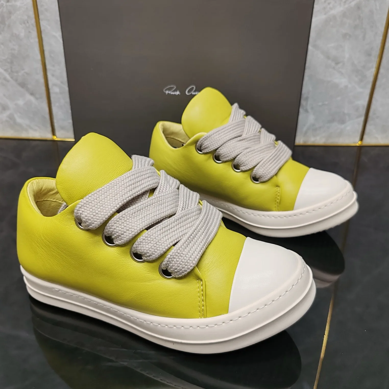 Rick Shoes Owens Jumbo Laces Man for Leather Casual Sneakers Women's Male Bread Style Designer Winter HighQualityFreeShippping 6