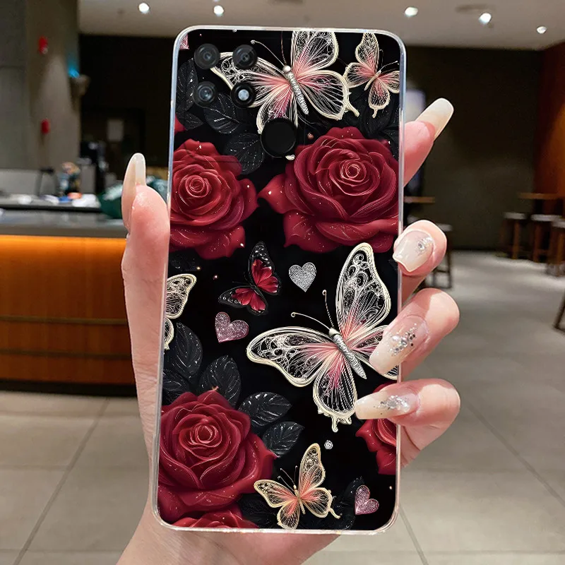 Luxury Clear Butterfly Flowers Soft Phone Case