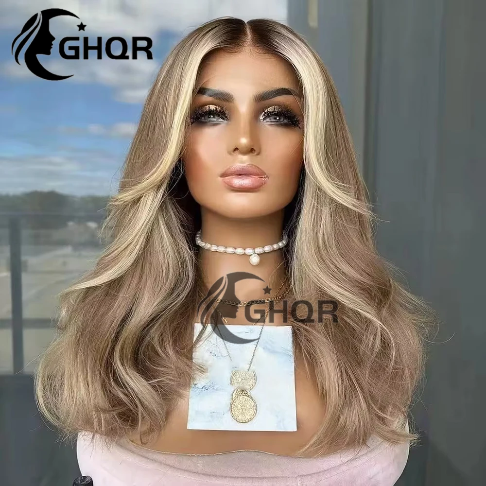 13x4 13x6 Highlight Transparent Lace Frontal Wigs Human Hair Pre Plucked Blonde Wig Human Hair Brazilian Remy Hair Glueless natu